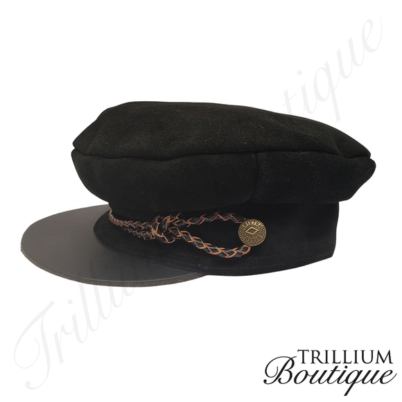 BRIXTON Hat Kayla Cap XS Black Soft Suede Leather Bill Y2K Cottagecore Classic main image 4